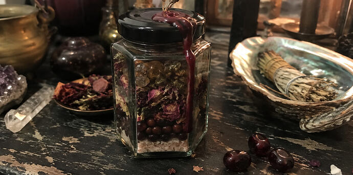 wiccan Garnet spell jar