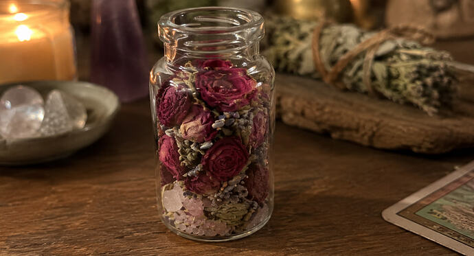 wiccan rose spell jar