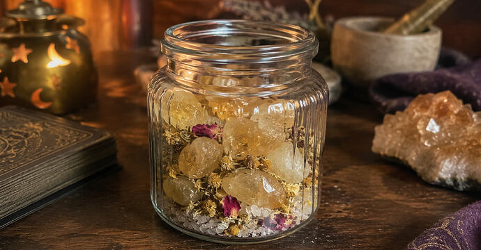 Citrine wiccan spell jar