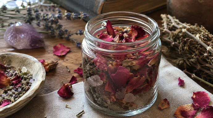 rose petal wiccan spell jar